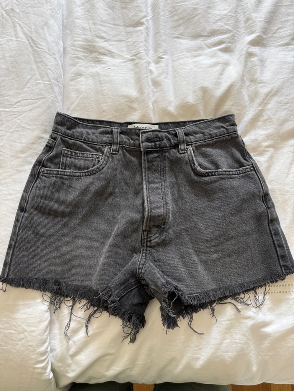 Reformation Black Havana Washed Charlie Denim Shorts